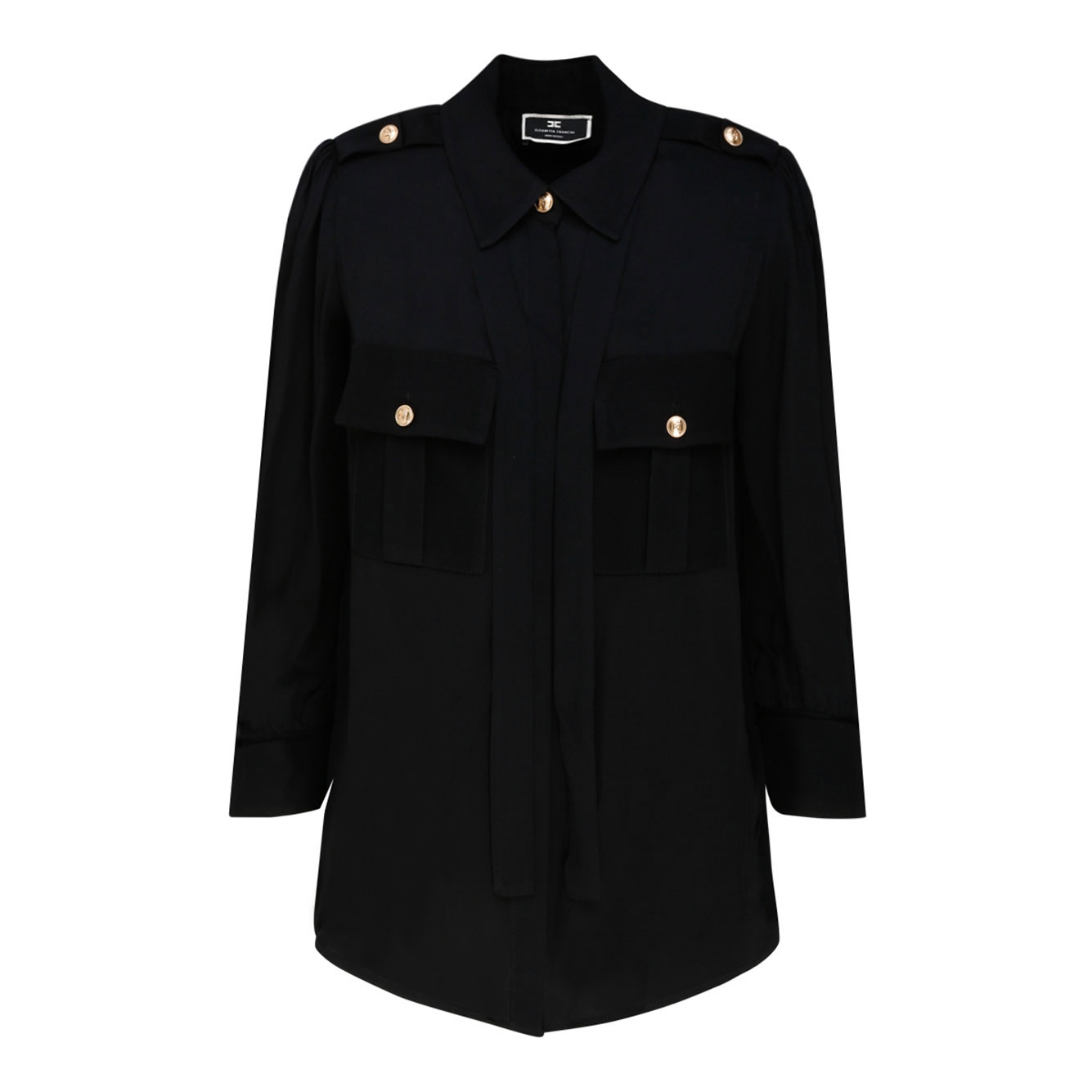 ELISABETTA FRANCHI 블랙 보우 카라 셔츠